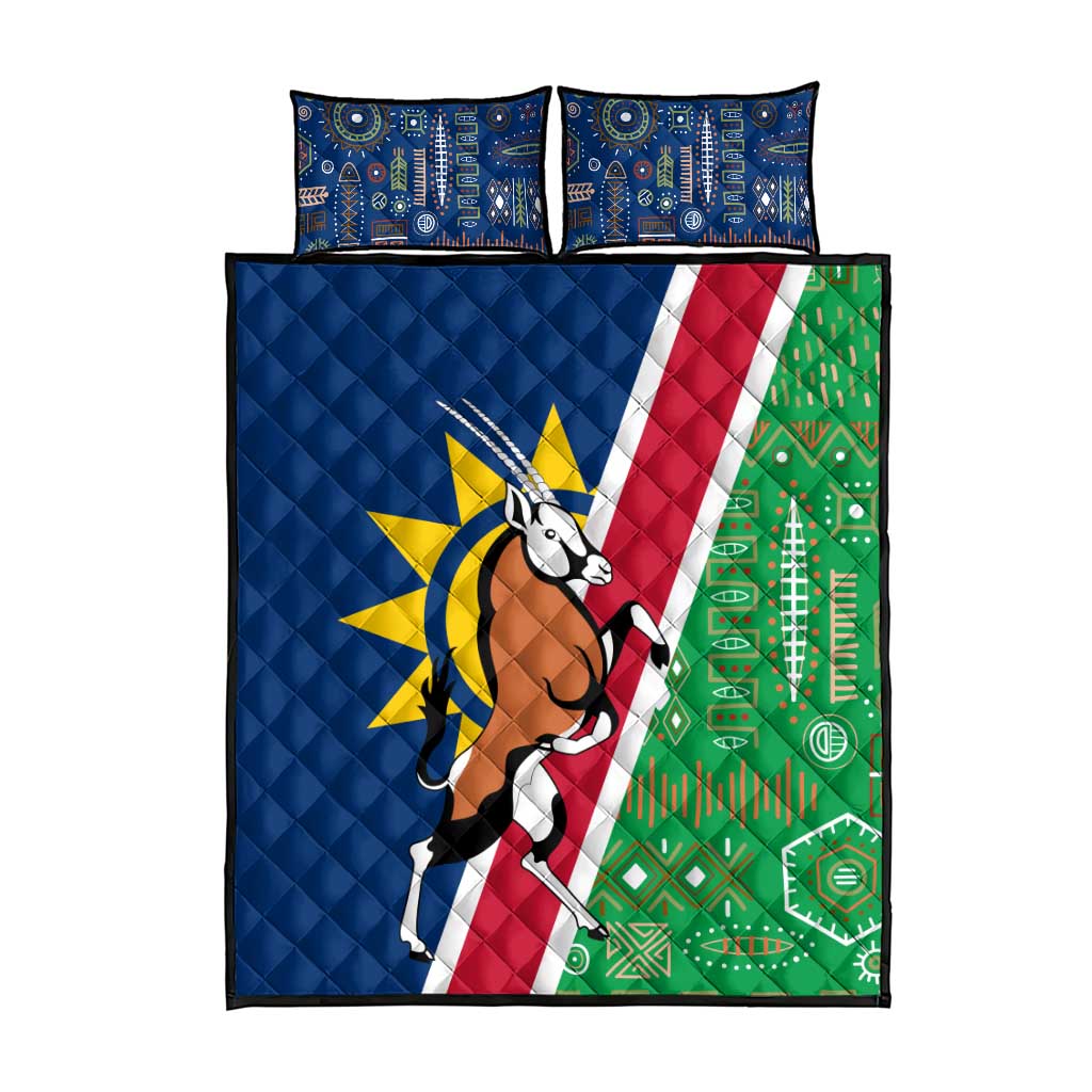 Namibia Gemsbok Quilt Bed Set Flag Design with African Patterns TS04