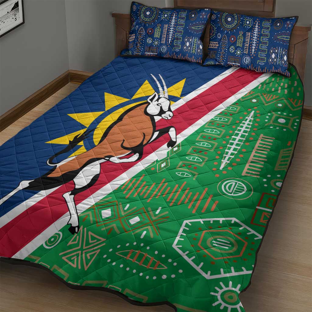 Namibia Gemsbok Quilt Bed Set Flag Design with African Patterns TS04