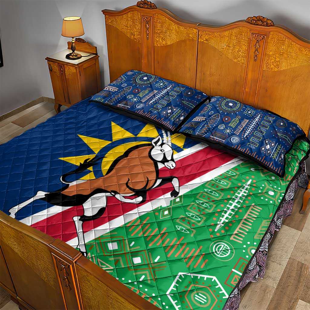 Namibia Gemsbok Quilt Bed Set Flag Design with African Patterns TS04