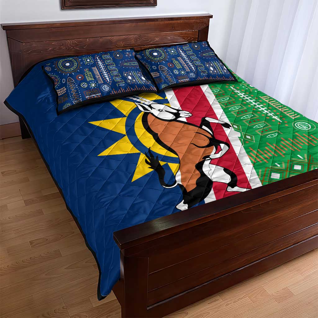 Namibia Gemsbok Quilt Bed Set Flag Design with African Patterns TS04