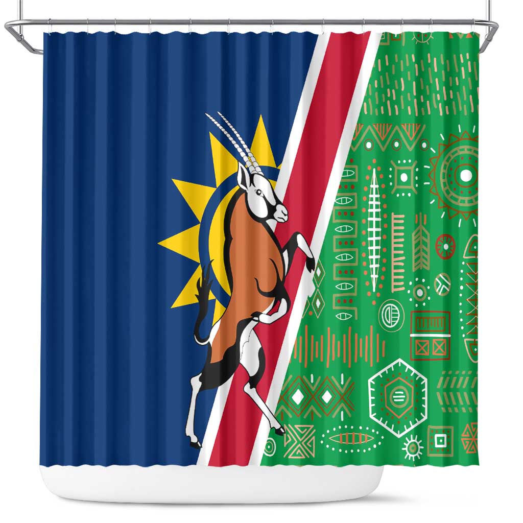 Namibia Flag Shower Curtain Detailed Design with Traditional Patterns TS04