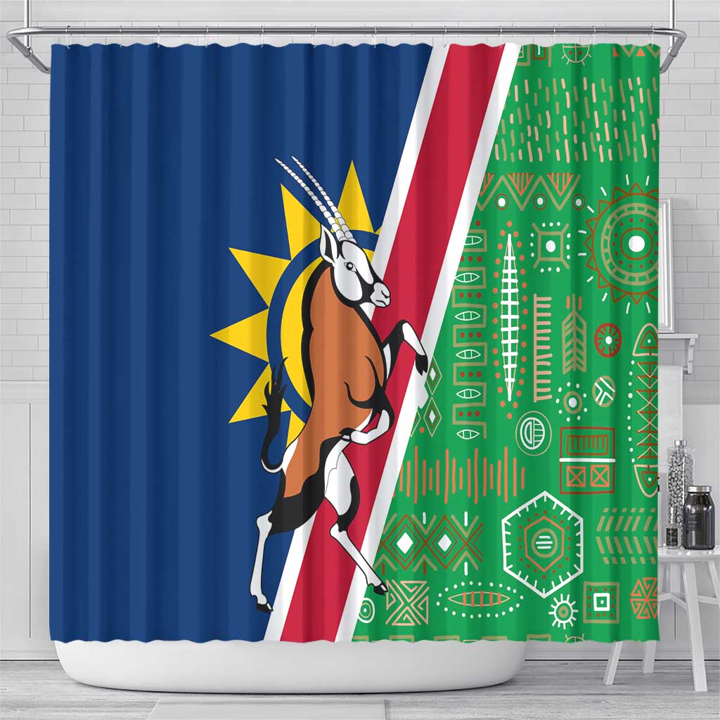 Namibia Flag Shower Curtain Detailed Design with Traditional Patterns TS04