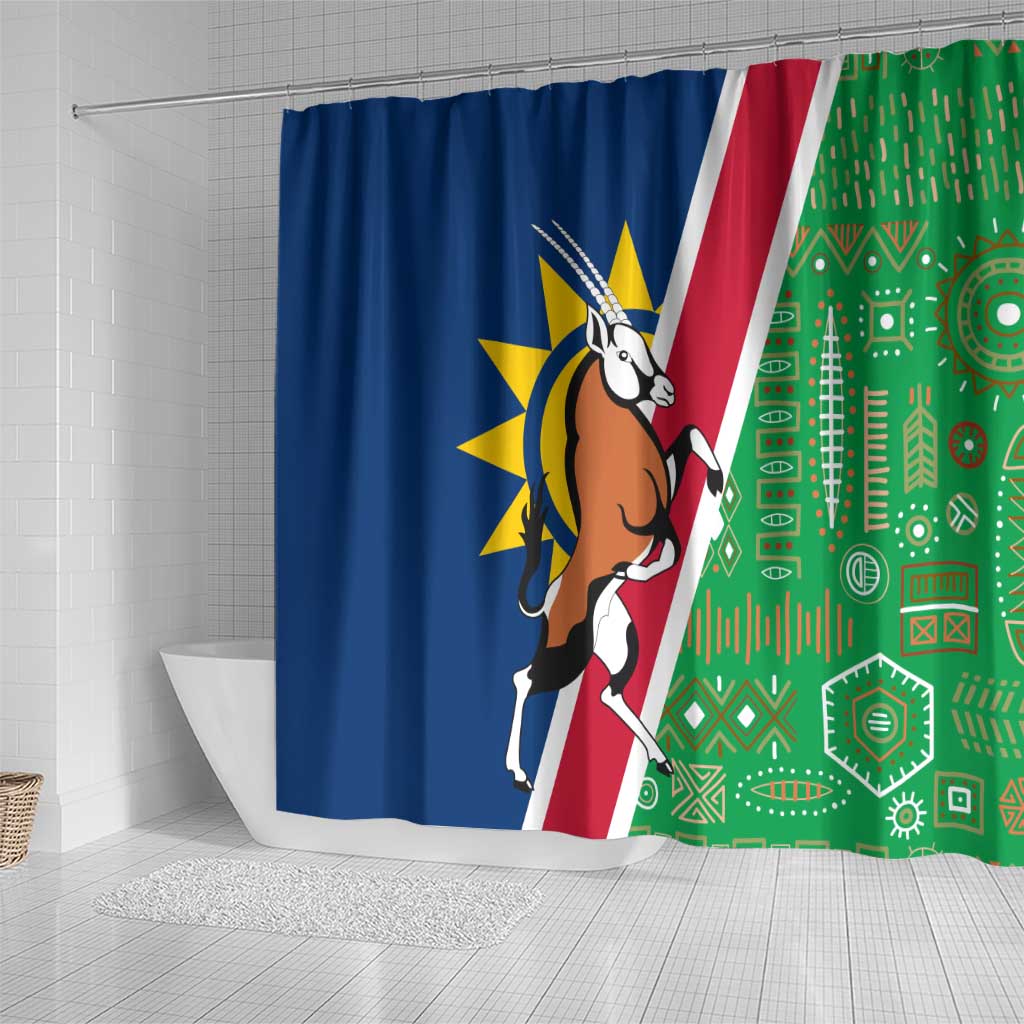 Namibia Flag Shower Curtain Detailed Design with Traditional Patterns TS04