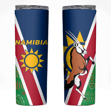Namibia Gemsbok Skinny Tumbler Flag Design with African Patterns TS04