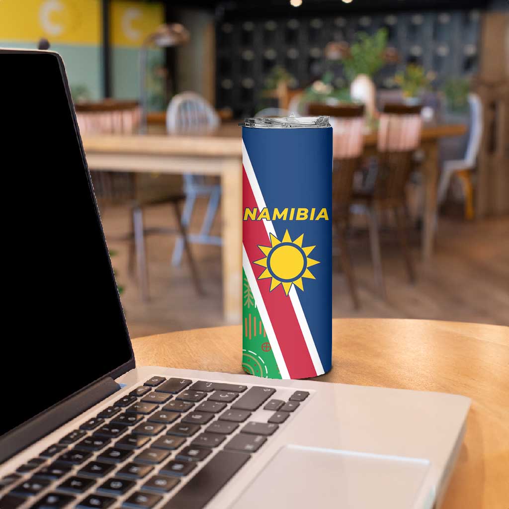 Namibia Gemsbok Skinny Tumbler Flag Design with African Patterns TS04
