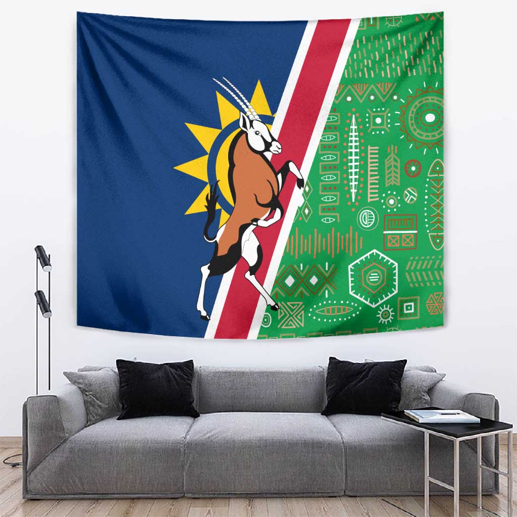 Namibia Gemsbok Tapestry Flag Design with African Patterns TS04