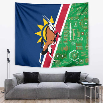 Namibia Gemsbok Tapestry Flag Design with African Patterns TS04