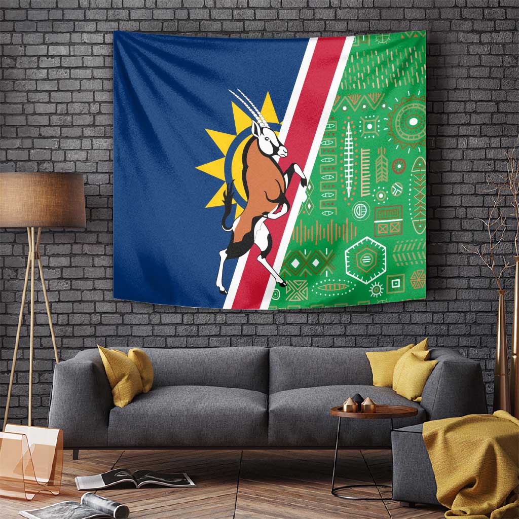 Namibia Gemsbok Tapestry Flag Design with African Patterns TS04