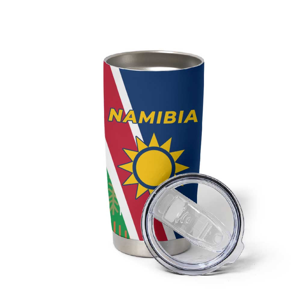 Namibia Gemsbok Tumbler Cup Flag Design with African Patterns TS04