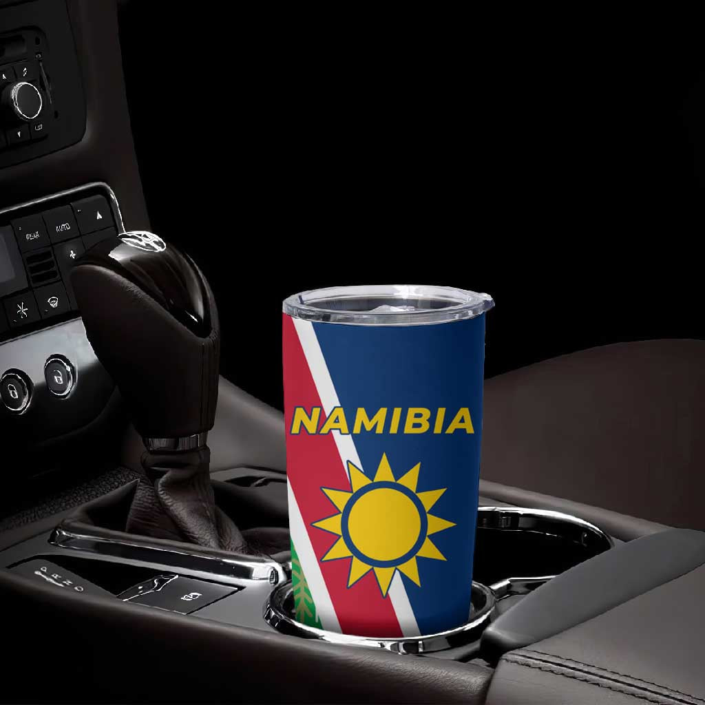 Namibia Gemsbok Tumbler Cup Flag Design with African Patterns TS04
