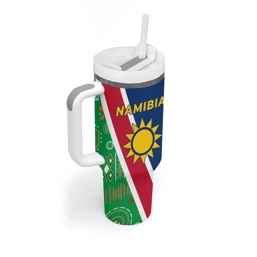 Namibia Gemsbok Tumbler With Handle Flag Design with African Patterns TS04