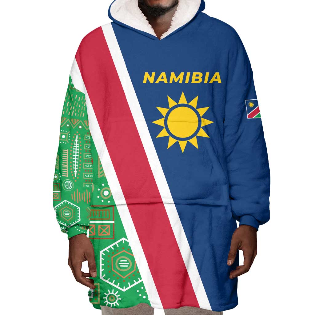 Namibia Gemsbok Wearable Blanket Hoodie Flag Design with African Patterns TS04