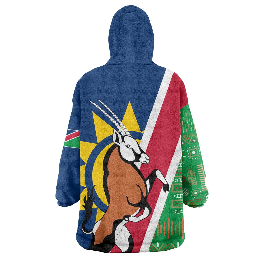 Namibia Gemsbok Wearable Blanket Hoodie Flag Design with African Patterns TS04