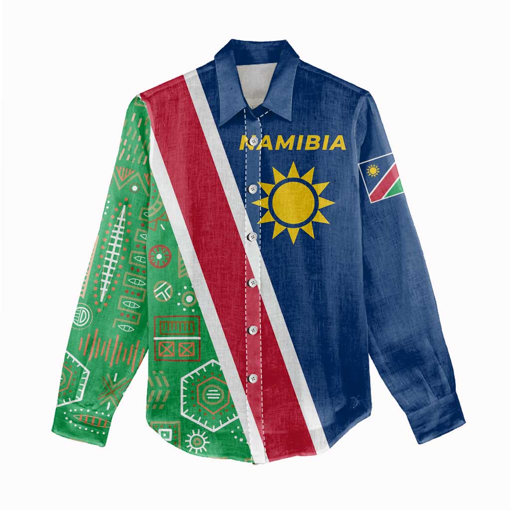 Namibia Gemsbok Women Casual Shirt Flag Design with African Patterns TS04