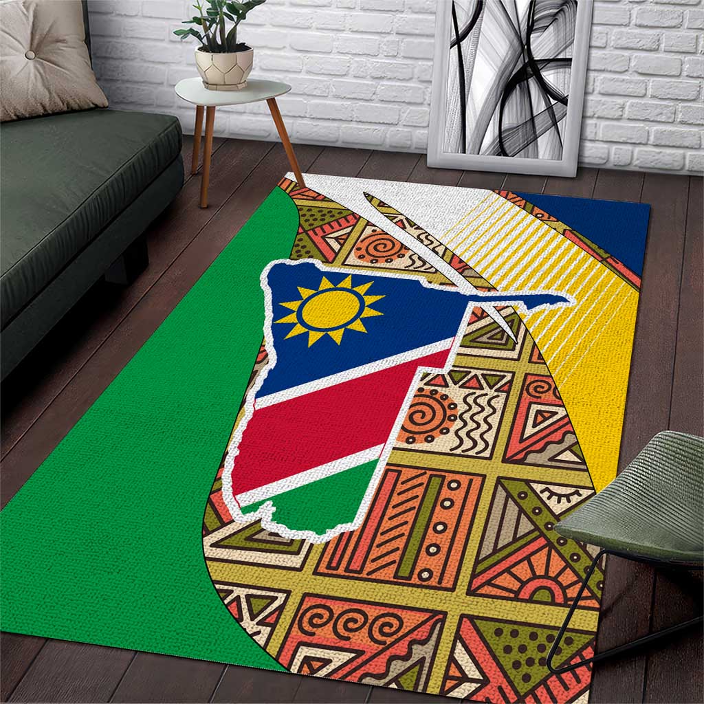 Afro Namibia Map Area Rug National Emblem and Cultural Motif Design TS04