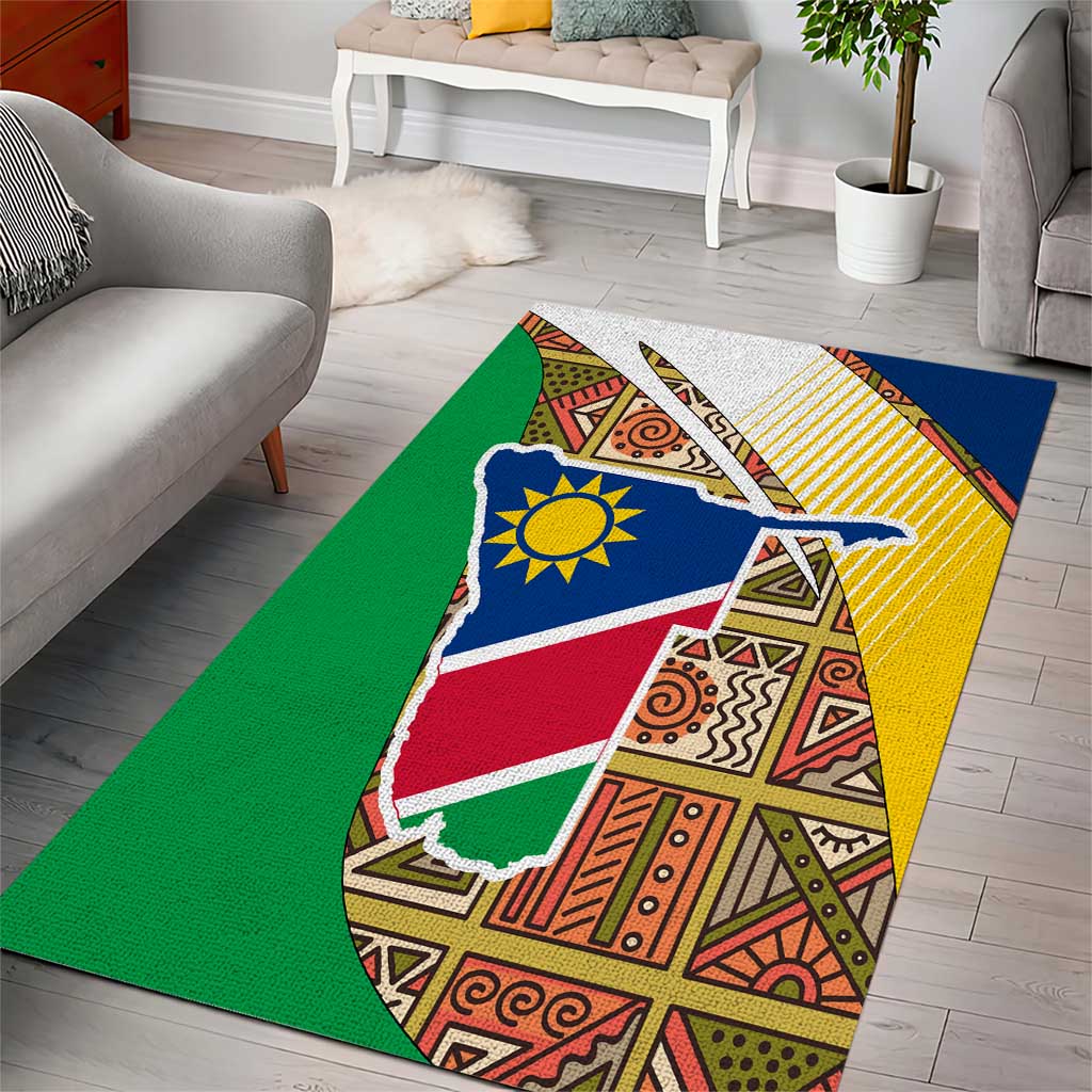 Afro Namibia Map Area Rug National Emblem and Cultural Motif Design TS04