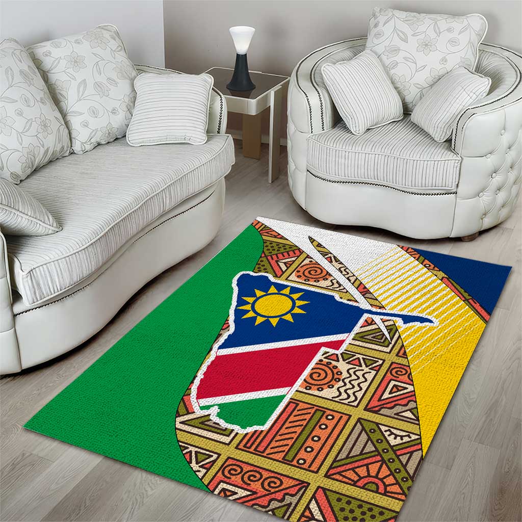 Afro Namibia Map Area Rug National Emblem and Cultural Motif Design TS04