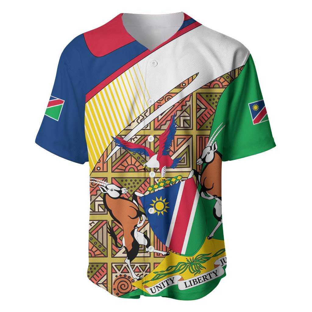Afro Namibia Map Baseball Jersey National Emblem and Cultural Motif Design TS04