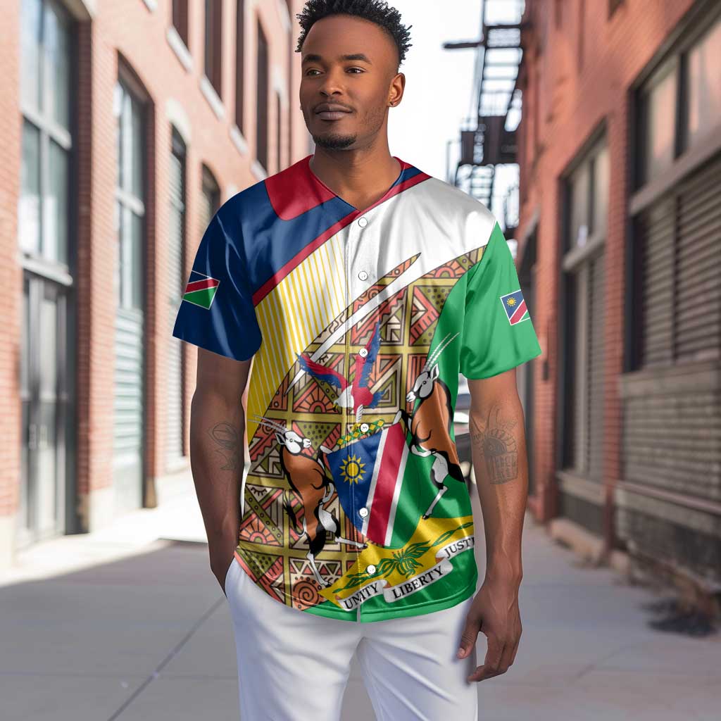 Afro Namibia Map Baseball Jersey National Emblem and Cultural Motif Design TS04