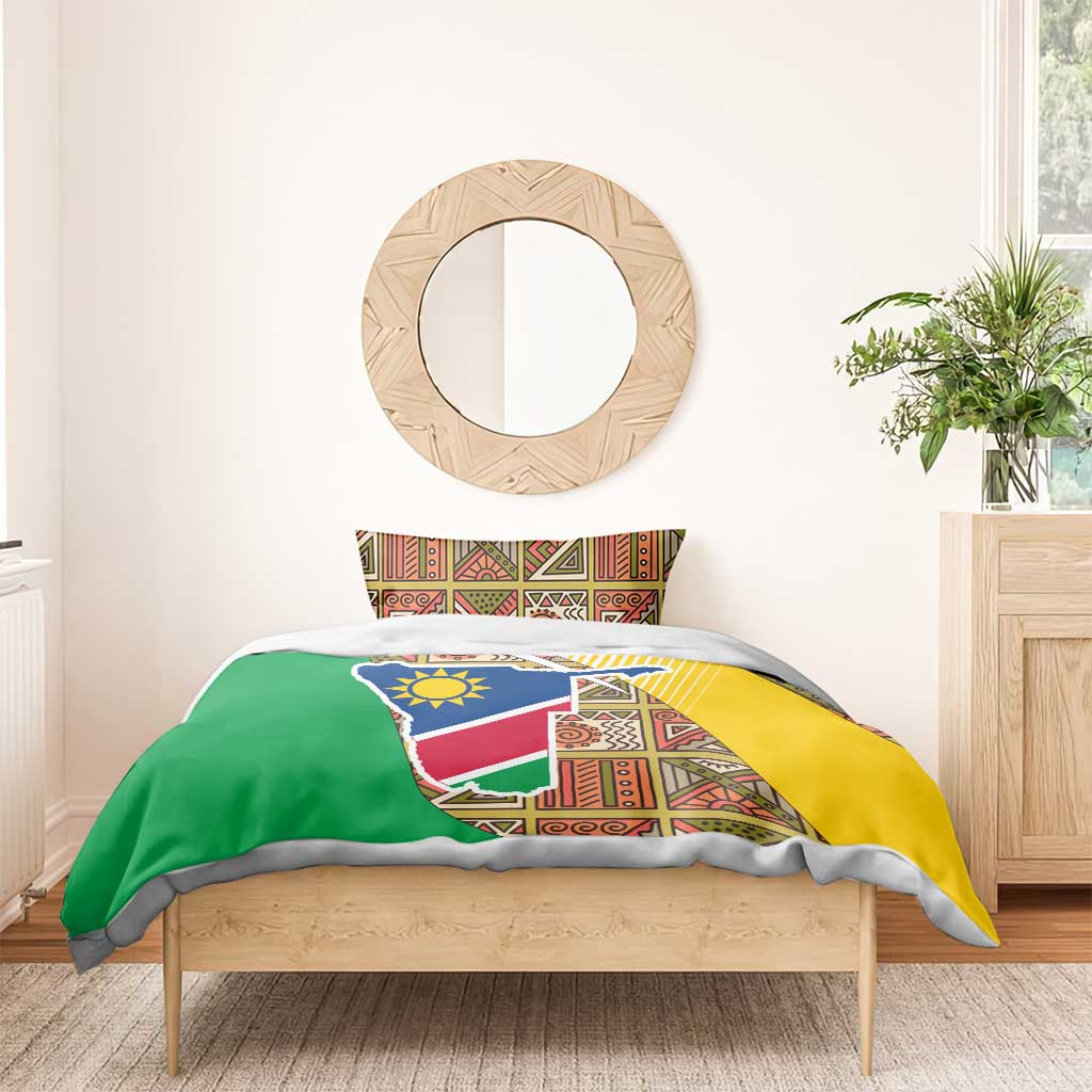 Afro Namibia Map Bedding Set National Emblem and Cultural Motif Design TS04