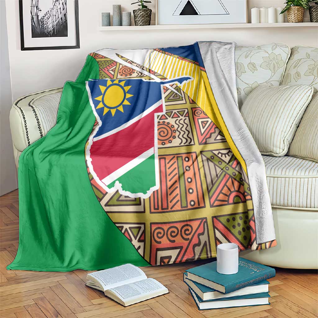 Afro Namibia Map Blanket National Emblem and Cultural Motif Design TS04