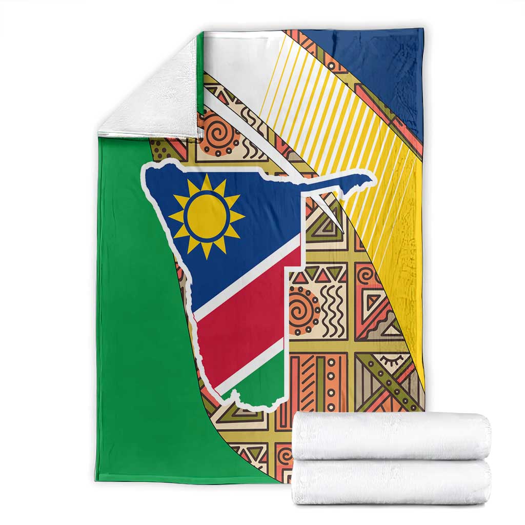 Afro Namibia Map Blanket National Emblem and Cultural Motif Design TS04
