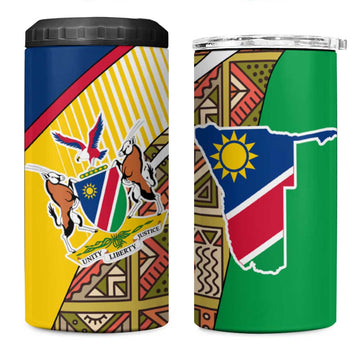 Afro Namibia Map 4 in 1 Can Cooler Tumbler National Emblem and Cultural Motif Design TS04