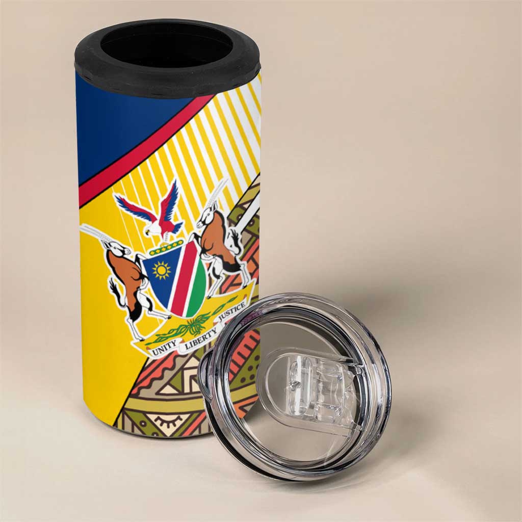 Afro Namibia Map 4 in 1 Can Cooler Tumbler National Emblem and Cultural Motif Design TS04