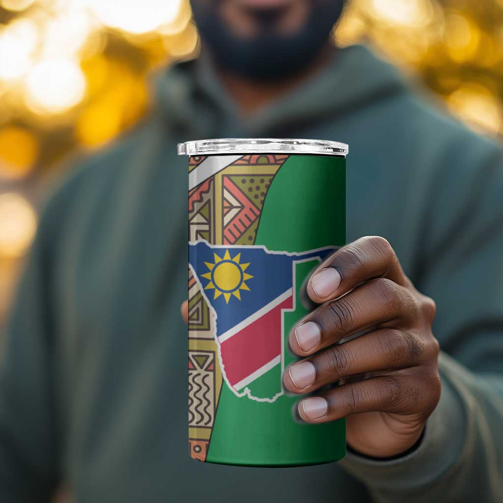 Afro Namibia Map 4 in 1 Can Cooler Tumbler National Emblem and Cultural Motif Design TS04