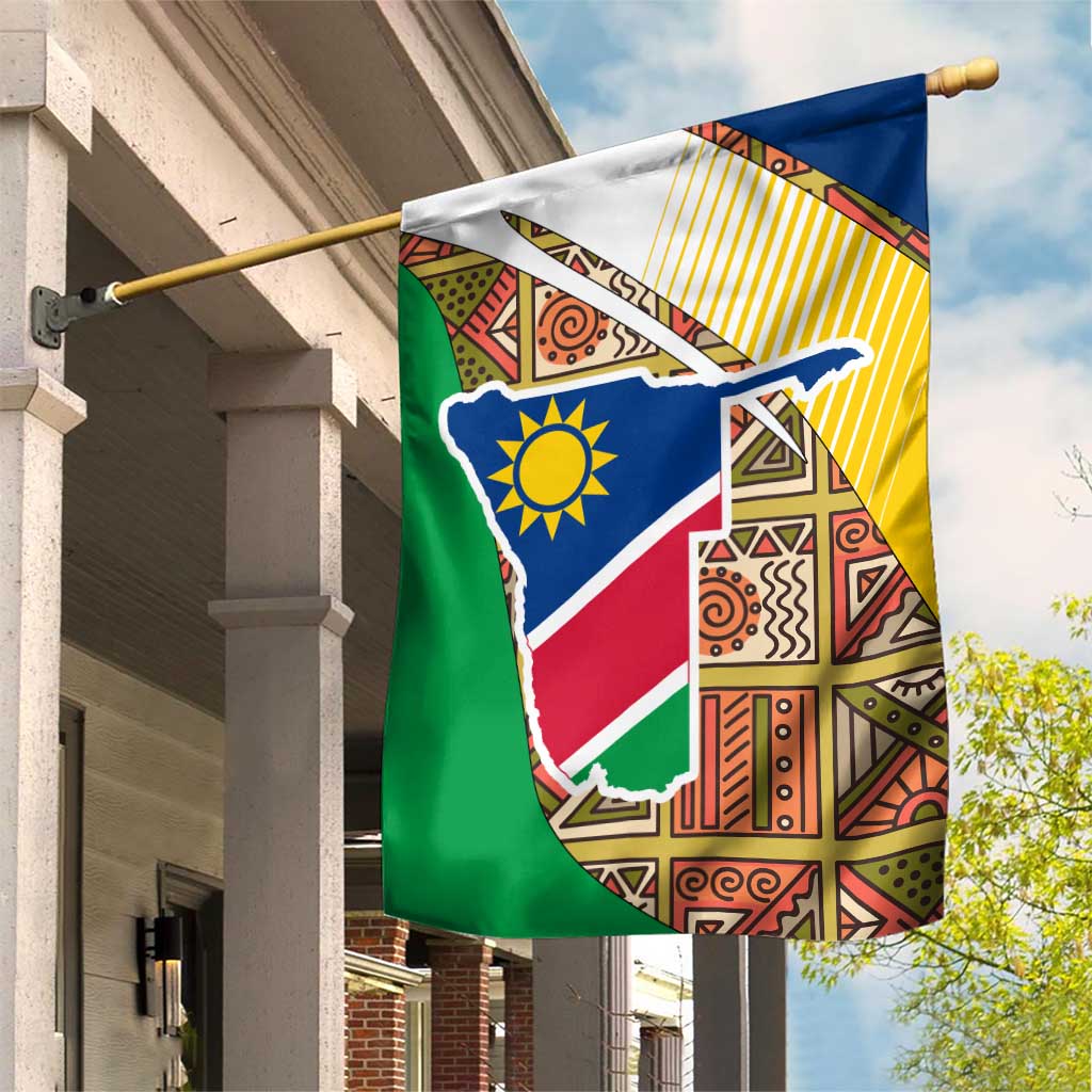 Afro Namibia Map Garden Flag National Emblem and Cultural Motif Design TS04