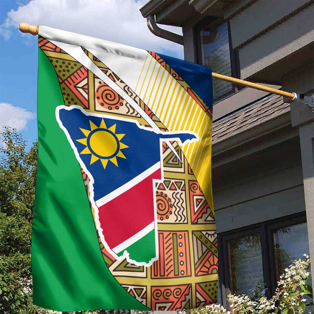 Afro Namibia Map Garden Flag National Emblem and Cultural Motif Design TS04