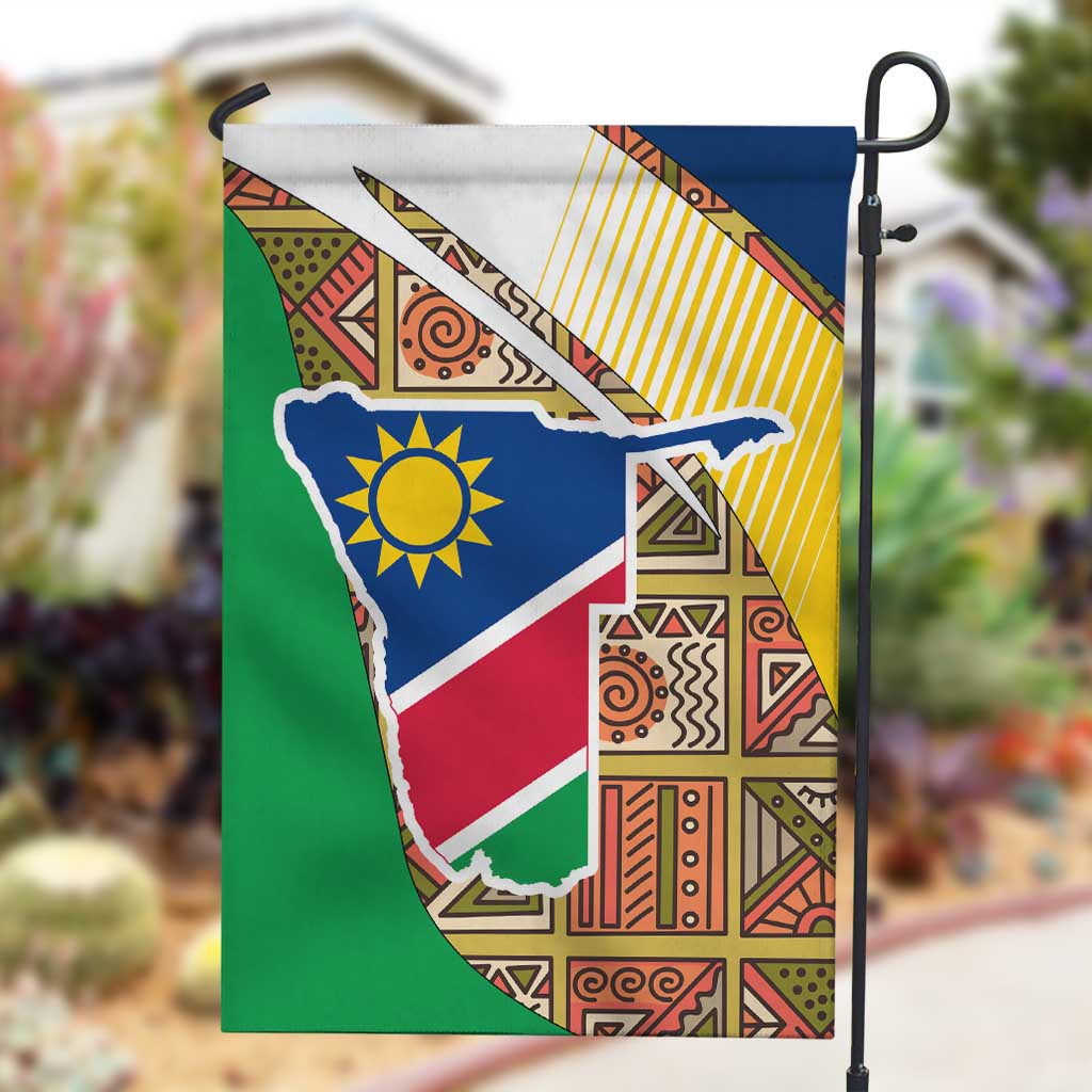 Afro Namibia Map Garden Flag National Emblem and Cultural Motif Design TS04