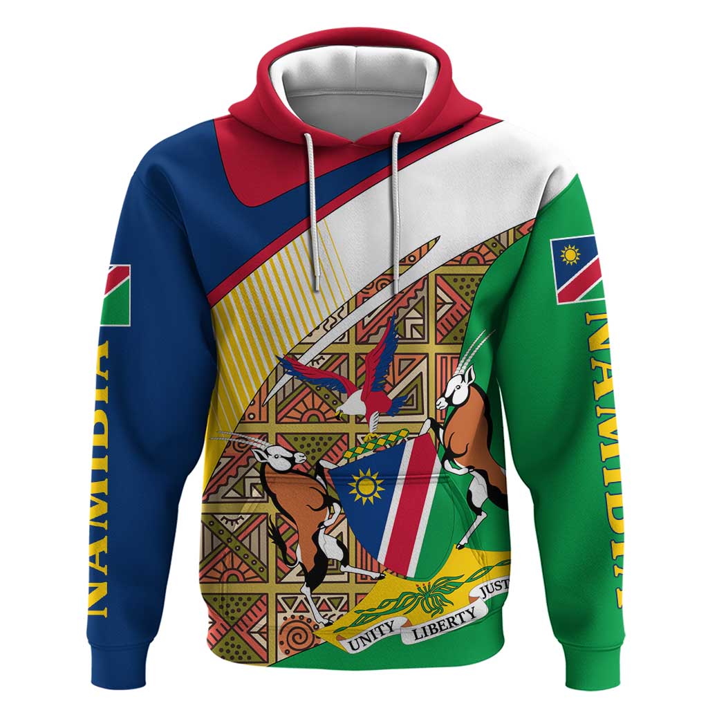 Namibia Map Hoodie National Emblem & Cultural Motif Design TS04