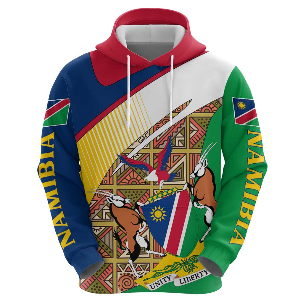 Namibia Map Hoodie National Emblem & Cultural Motif Design TS04