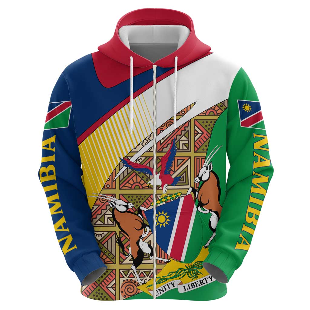 Namibia Map Hoodie National Emblem & Cultural Motif Design TS04