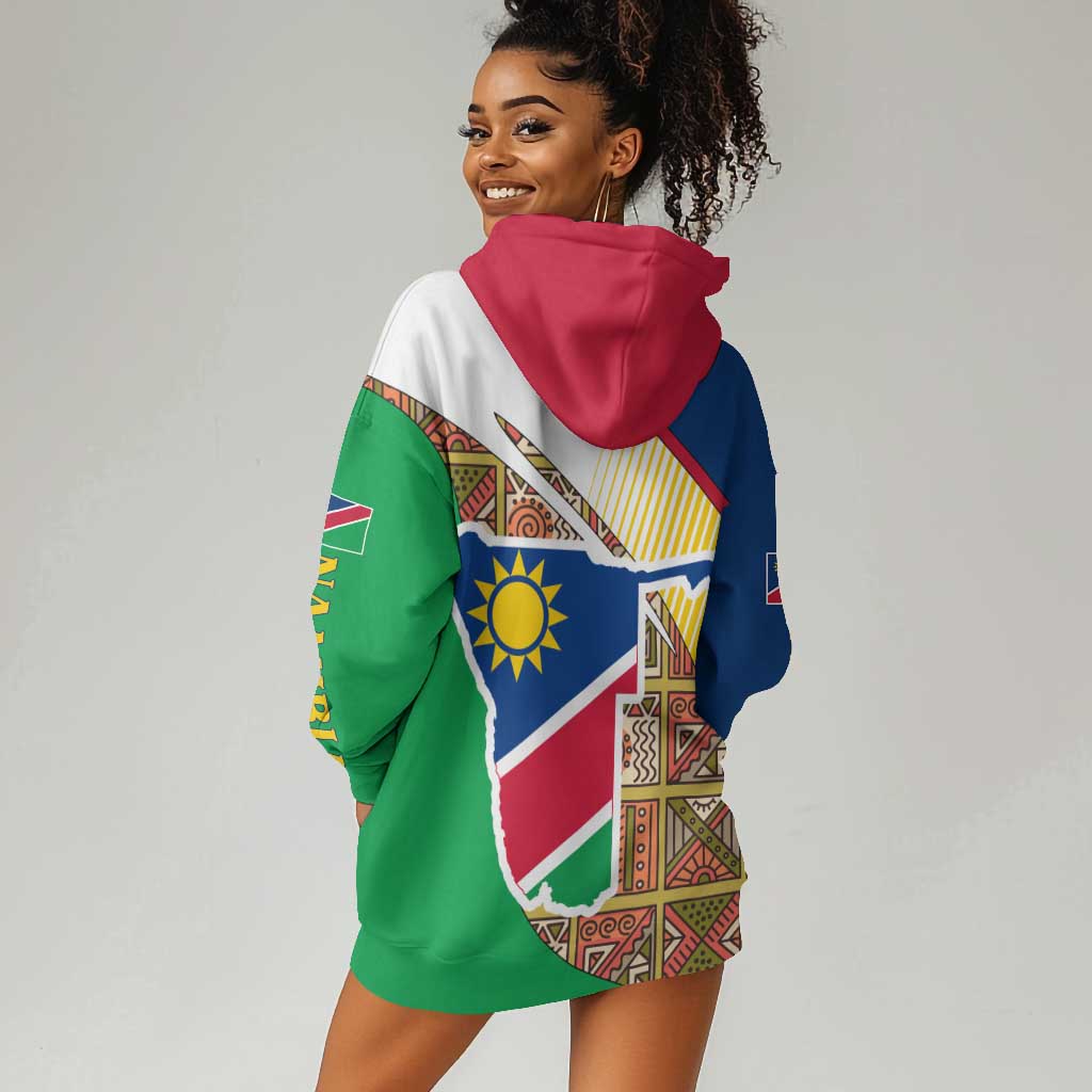 Afro Namibia Map Hoodie Dress National Emblem and Cultural Motif Design TS04