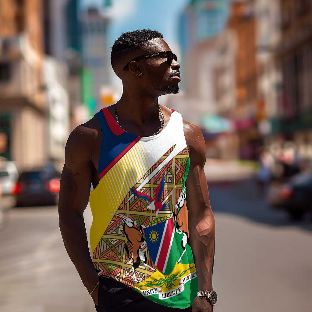 Afro Namibia Map Men Tank Top National Emblem and Cultural Motif Design TS04