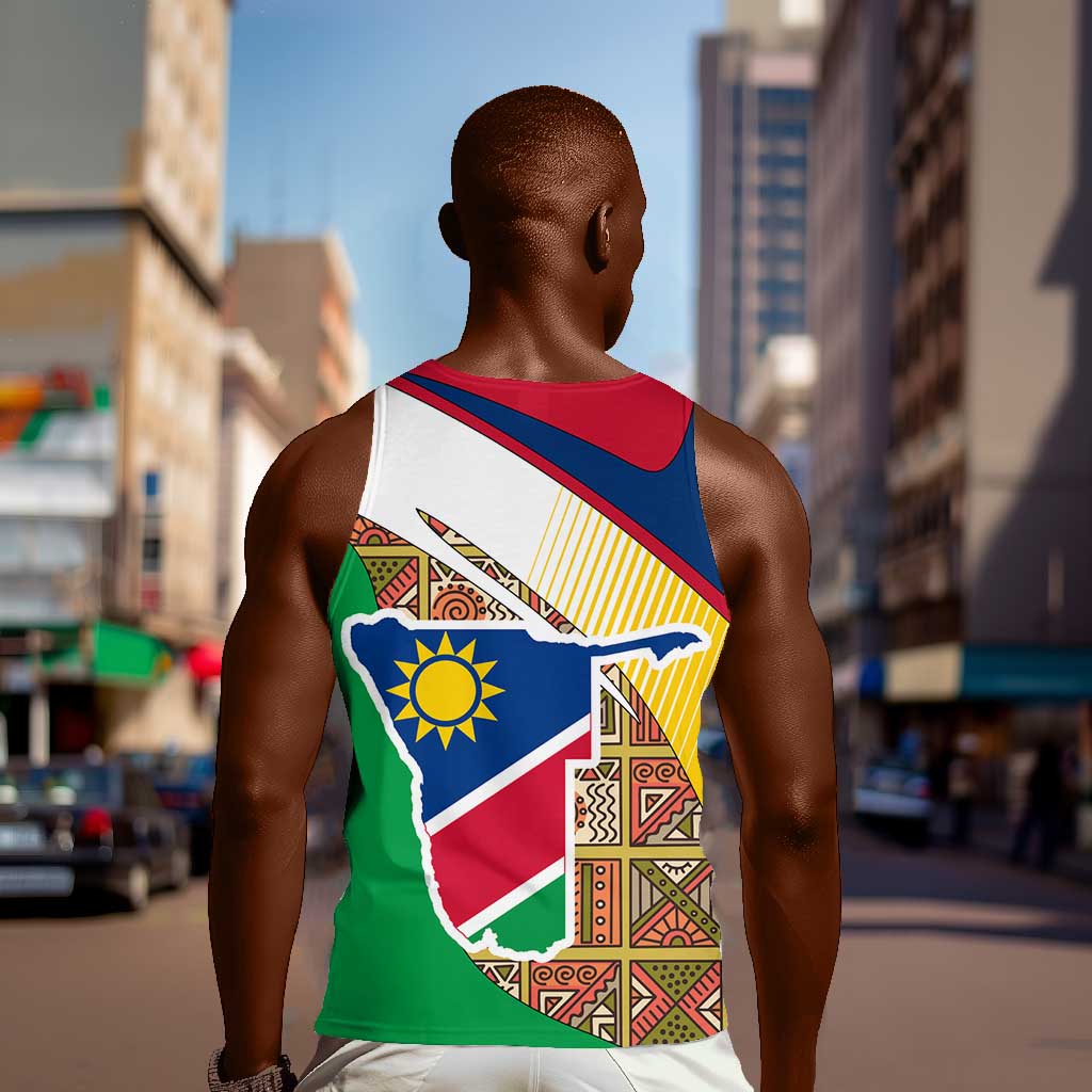 Afro Namibia Map Men Tank Top National Emblem and Cultural Motif Design TS04