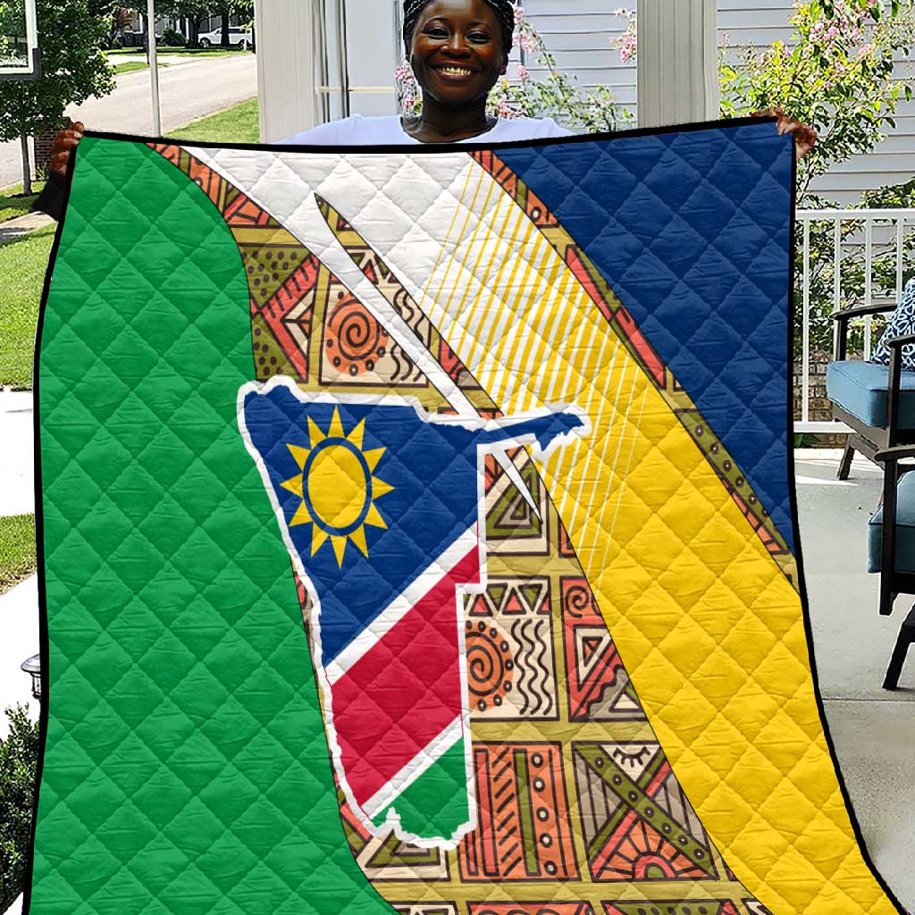 Afro Namibia Map Quilt National Emblem and Cultural Motif Design TS04