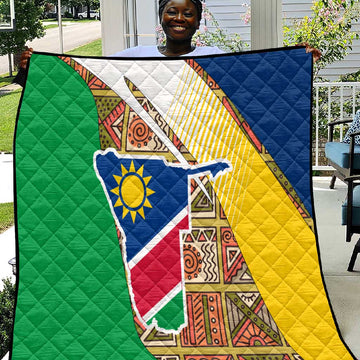 Afro Namibia Map Quilt National Emblem and Cultural Motif Design TS04