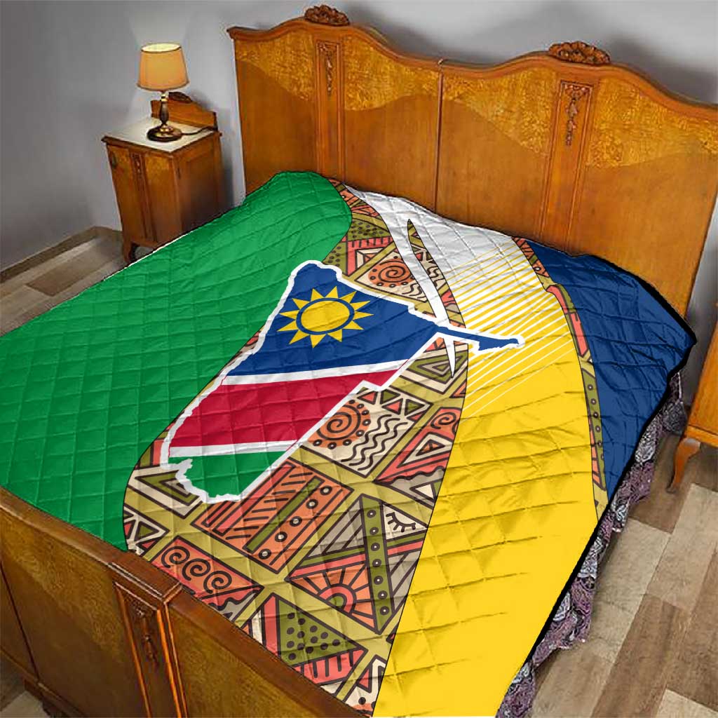 Afro Namibia Map Quilt National Emblem and Cultural Motif Design TS04