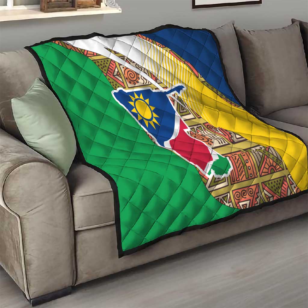 Afro Namibia Map Quilt National Emblem and Cultural Motif Design TS04