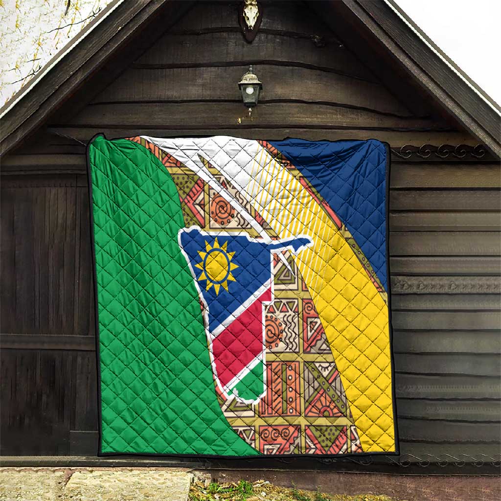 Afro Namibia Map Quilt National Emblem and Cultural Motif Design TS04