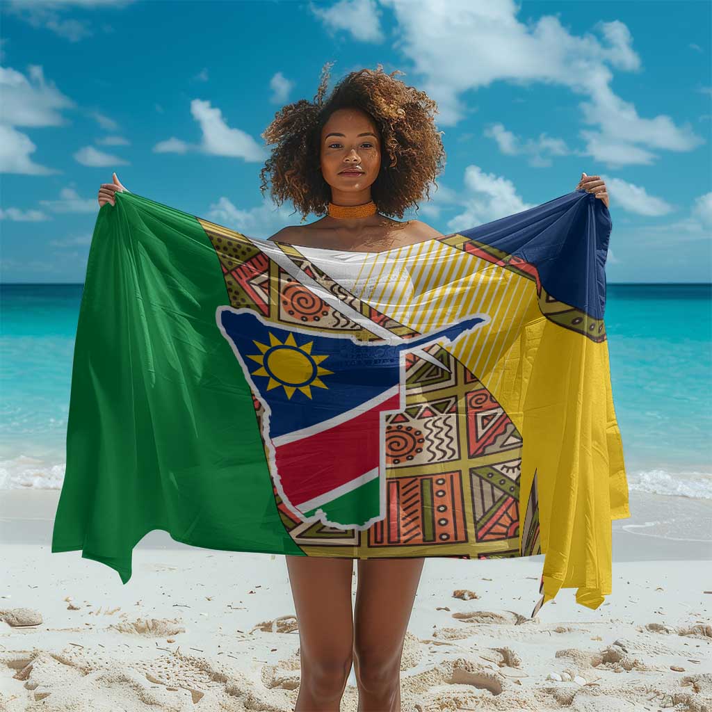 Afro Namibia Map Sarong National Emblem and Cultural Motif Design TS04