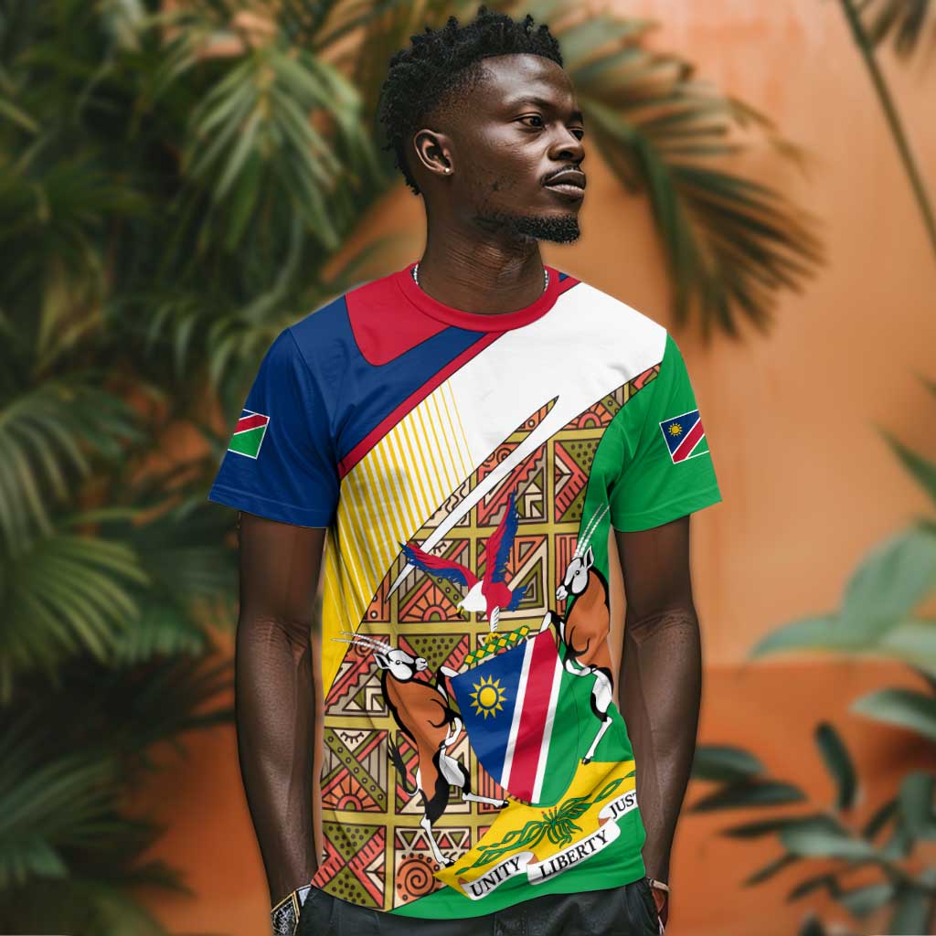 Afro Namibia Map T shirt National Emblem and Cultural Motif Design TS04