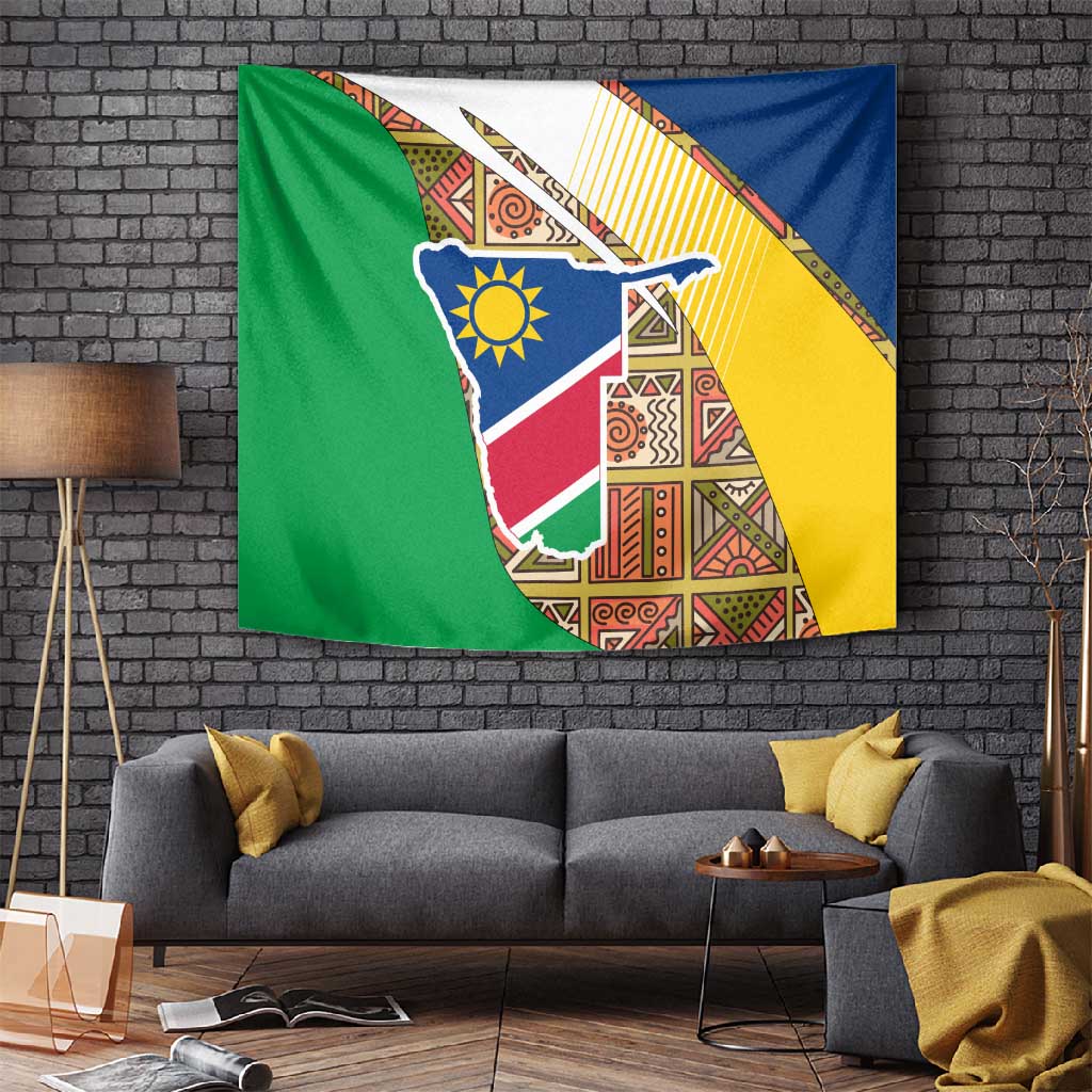 Afro Namibia Map Tapestry National Emblem and Cultural Motif Design TS04