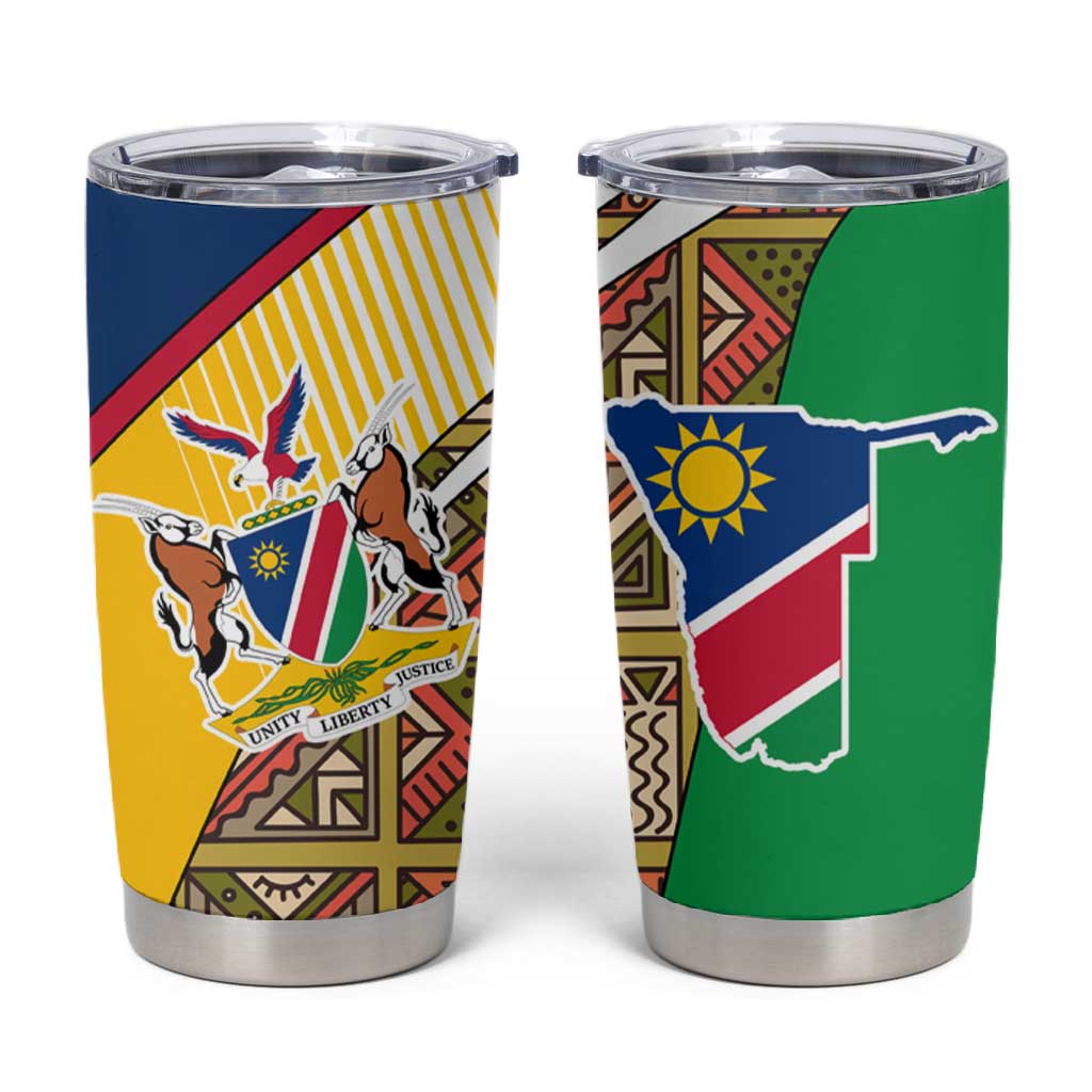 Afro Namibia Map Tumbler Cup National Emblem and Cultural Motif Design TS04