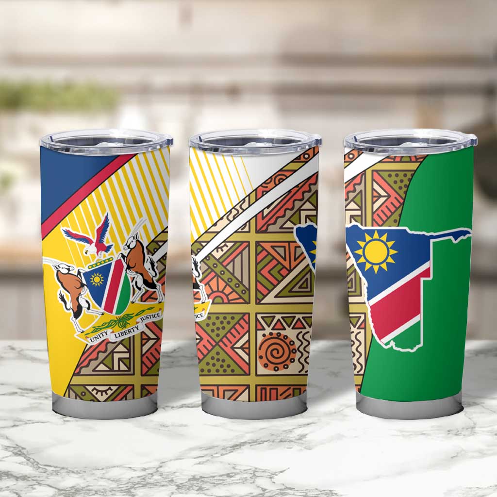 Afro Namibia Map Tumbler Cup National Emblem and Cultural Motif Design TS04