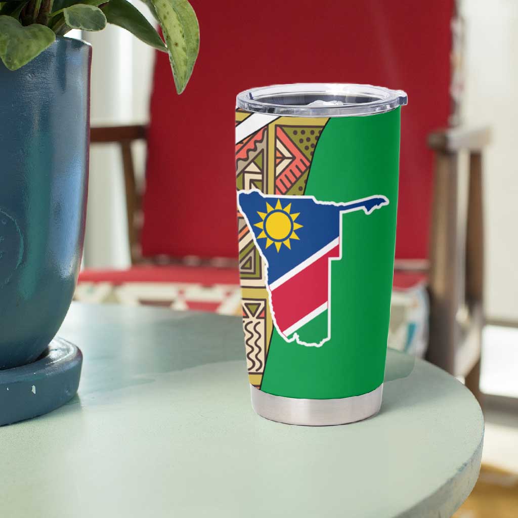 Afro Namibia Map Tumbler Cup National Emblem and Cultural Motif Design TS04