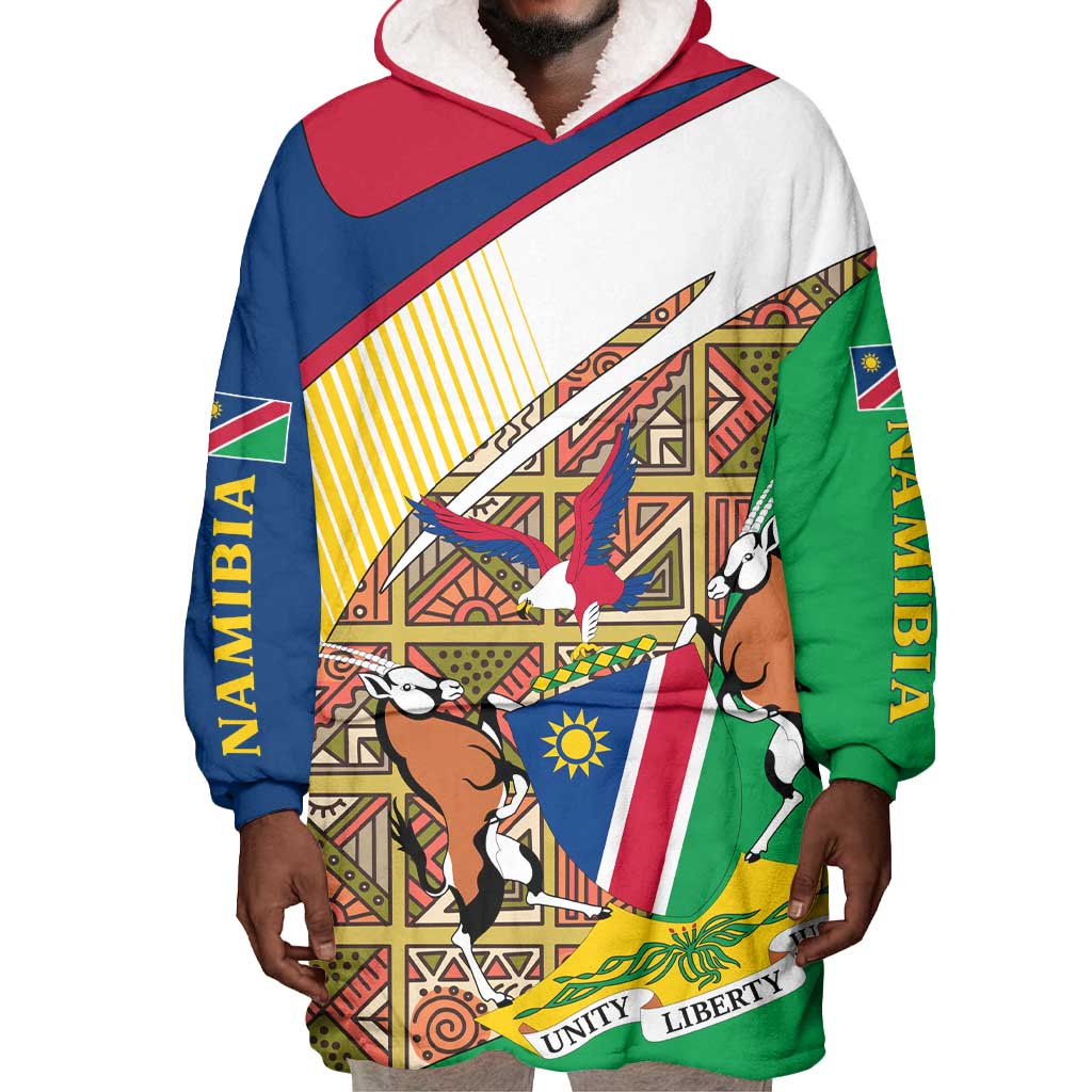 Afro Namibia Map Wearable Blanket Hoodie National Emblem and Cultural Motif Design TS04